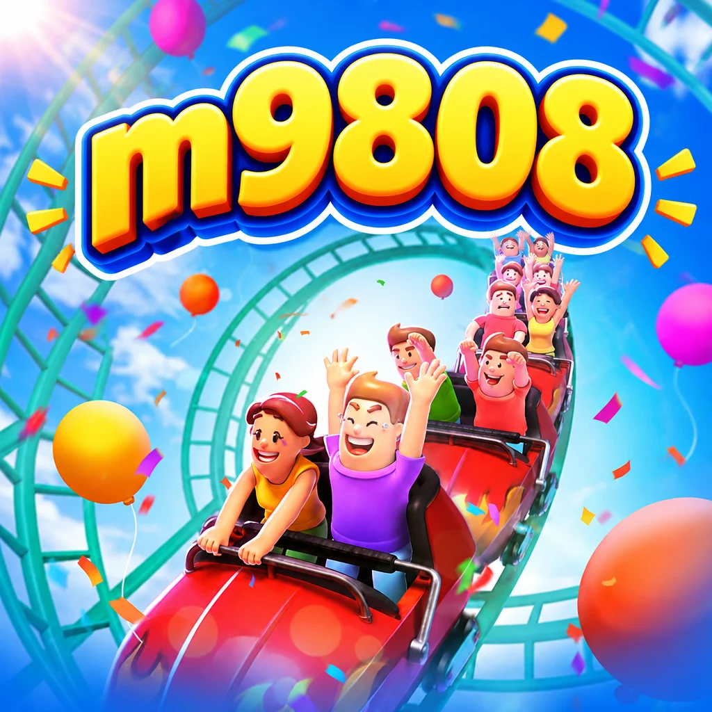 โลโก้ m9808 เหนือขบวนรถไฟเหาะตีลังกากลางแจ้งในเกม Wild Coaster